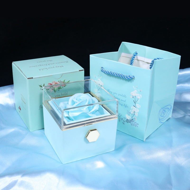 menRotating Soap Flower Rose Gift Box Creative Rotating Rose Jewelry Packaging Box Valentine's Day Gift For Wo