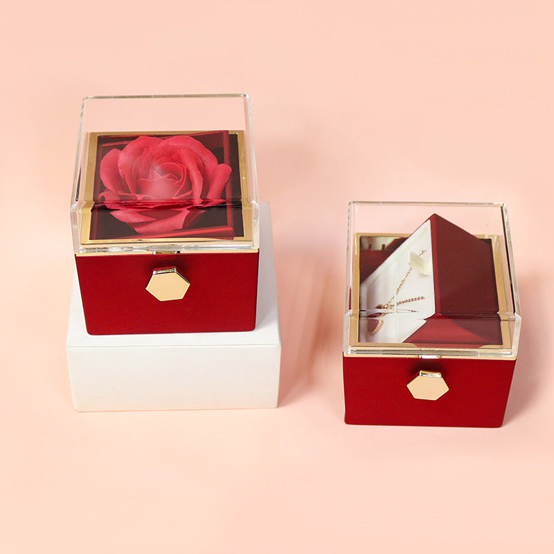 menRotating Soap Flower Rose Gift Box Creative Rotating Rose Jewelry Packaging Box Valentine's Day Gift For Wo