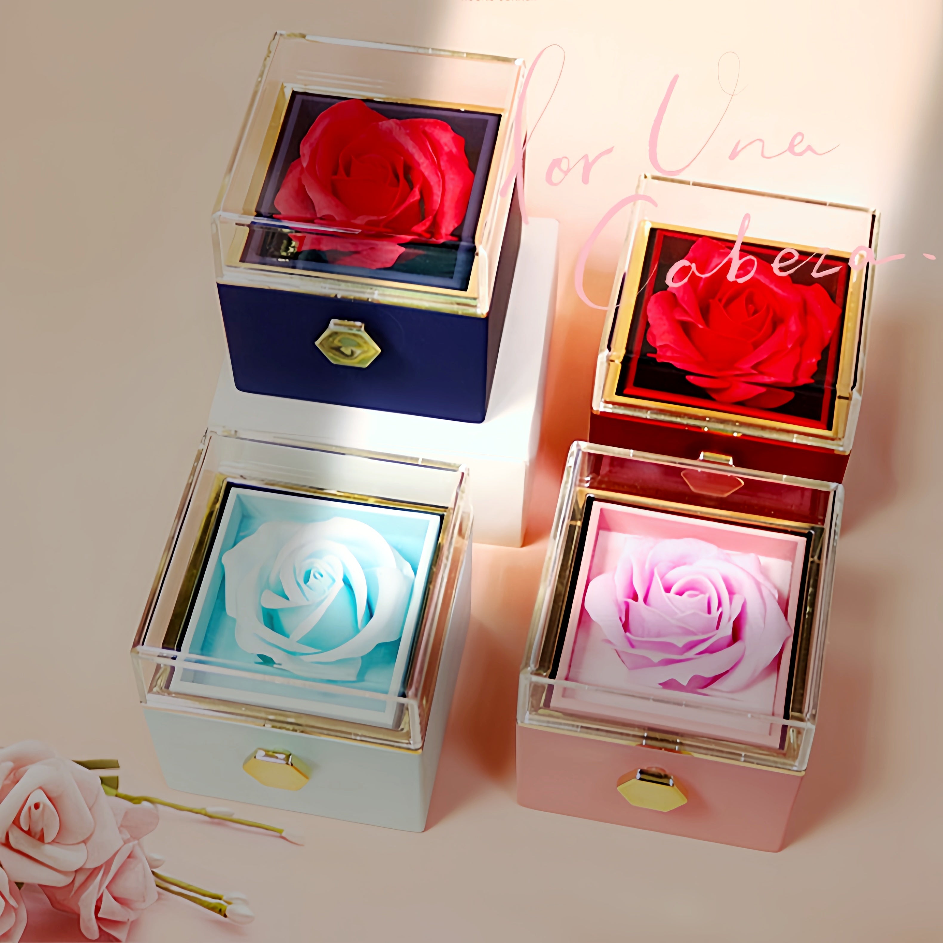 menRotating Soap Flower Rose Gift Box Creative Rotating Rose Jewelry Packaging Box Valentine's Day Gift For Wo