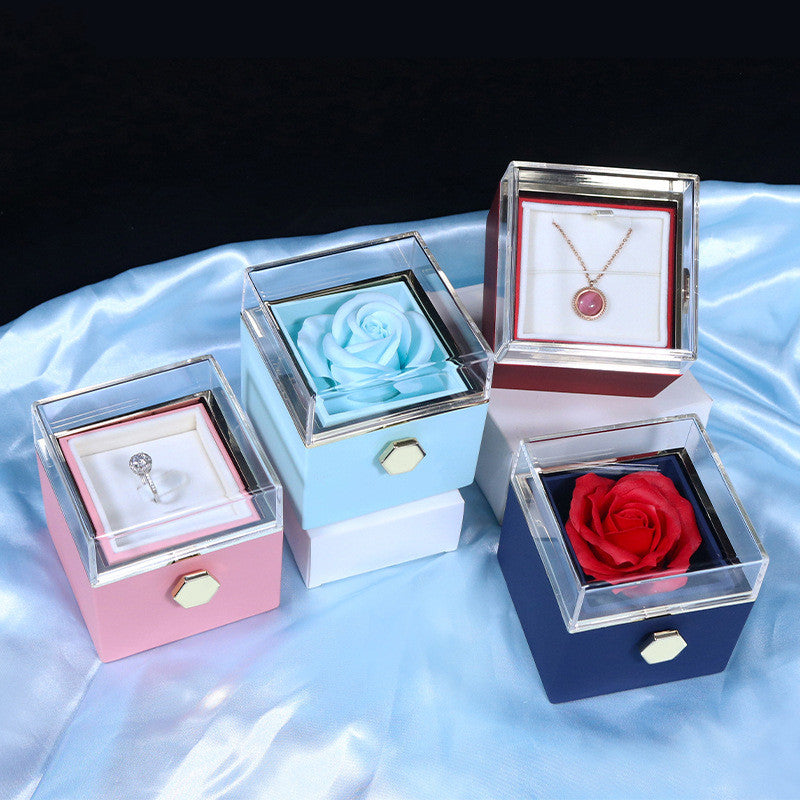 menRotating Soap Flower Rose Gift Box Creative Rotating Rose Jewelry Packaging Box Valentine's Day Gift For Wo