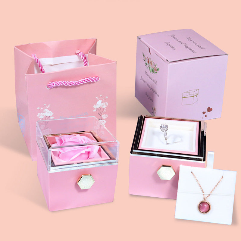 menRotating Soap Flower Rose Gift Box Creative Rotating Rose Jewelry Packaging Box Valentine's Day Gift For Wo