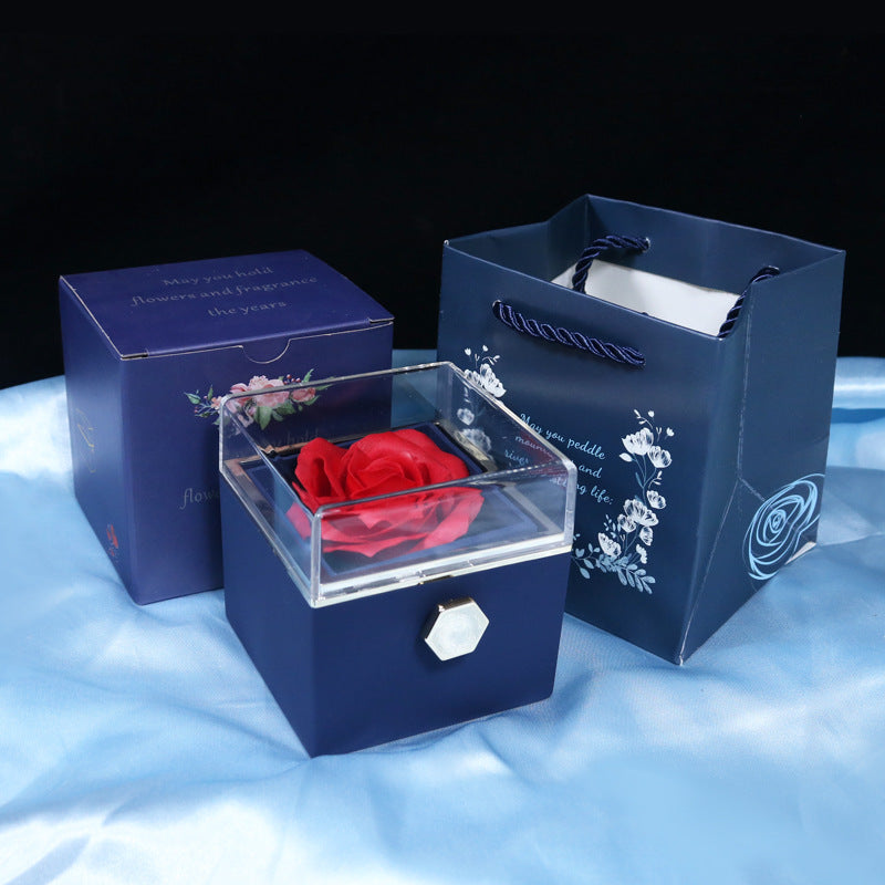 menRotating Soap Flower Rose Gift Box Creative Rotating Rose Jewelry Packaging Box Valentine's Day Gift For Wo
