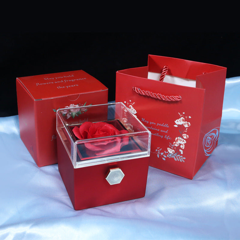 menRotating Soap Flower Rose Gift Box Creative Rotating Rose Jewelry Packaging Box Valentine's Day Gift For Wo