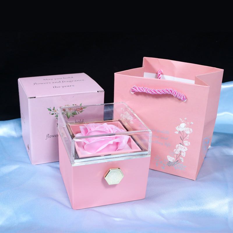 menRotating Soap Flower Rose Gift Box Creative Rotating Rose Jewelry Packaging Box Valentine's Day Gift For Wo